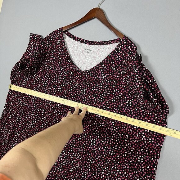 Catherines Tunic Top Womens Size 4X Heart Print Valentine's Day Pink Red Cotton - Picture 10 of 16